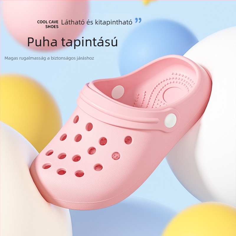Nyári EVA gyerek papucsok beltéri és kültéri használatra, lyukas dizájnnal, zárt orr és puha talp