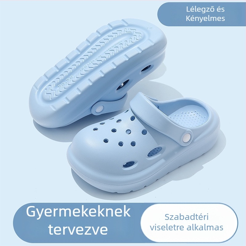 Uniszex gyerek EVA szandál perforált felsőrésszel, légáteresztő, csúszásmentes a nyárra és a strandra