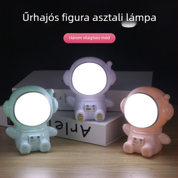 Rajzfilm-szerű űrhajós éjszakai lámpa gyerekeknek, USB-tápellátású dekoratív világítás