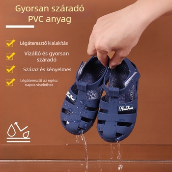 2026 nyári gyerekeknek római szandál, tépőzáras, uniszex, zselés strandcipő