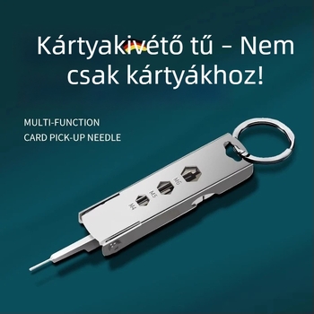Többfunkciós SIM-kártya kihúzó tű, hordozható kulcstartó