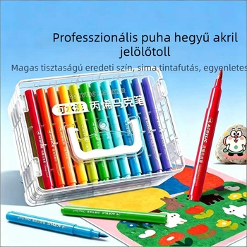 Gyerekeknek szóló puha heggyel rendelkező akrilfilc, mosható, fedő színű és rétegezhető, akvarell tollak a rajzoláshoz