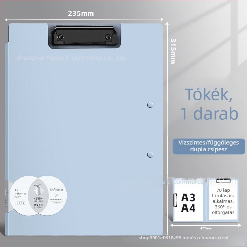 Deli PE117 A4 klipboard, kemény írófelület, műanyag kivitel, A3 konferenciás mappa