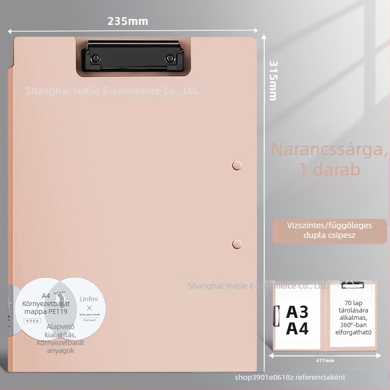 Deli PE117 A4 klipboard, kemény írófelület, műanyag kivitel, A3 konferenciás mappa