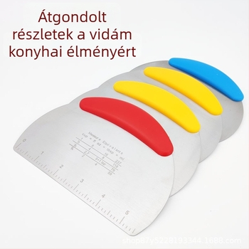 Félkör alakú rozsdamentes acél tészta‑vágó‑kaparó mérőskálával, sütésre alkalmas tortákhoz és tésztához, ideális rizslapokhoz и desszertekhez