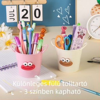 Kreatív tolltartó imitált vas hatású – DIY mini hordó az íróasztalhoz, karikatúraszerű kolbászos száj dizájnnal