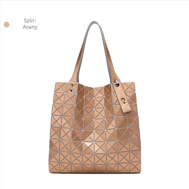 Geometriai steppelt tote táska PVC-ből, 8 rekesz, nagy négyzet alakú dizájn, női kézitáska