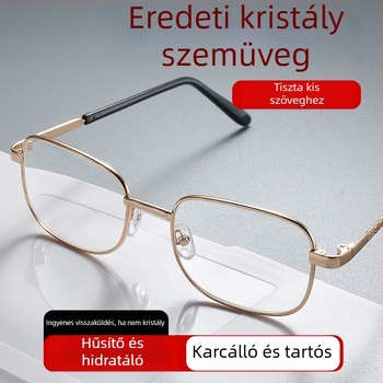 Magas felbontású olvasószemüveg kristályüveggel, összecsukható és hordozható.
