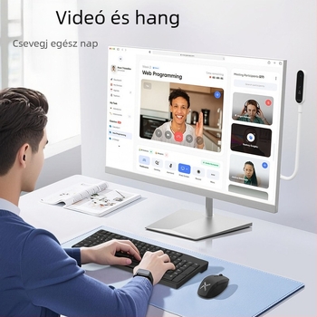 USB élő közvetítésű webkamera otthoni használatra, kompatibilis laptophoz és asztali számítógéphez, USB-kábel, 4K videókamerával