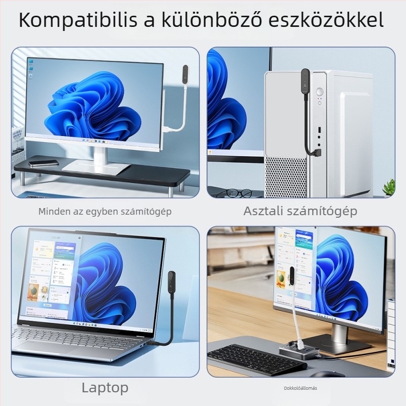 USB élő közvetítésű webkamera otthoni használatra, kompatibilis laptophoz és asztali számítógéphez, USB-kábel, 4K videókamerával
