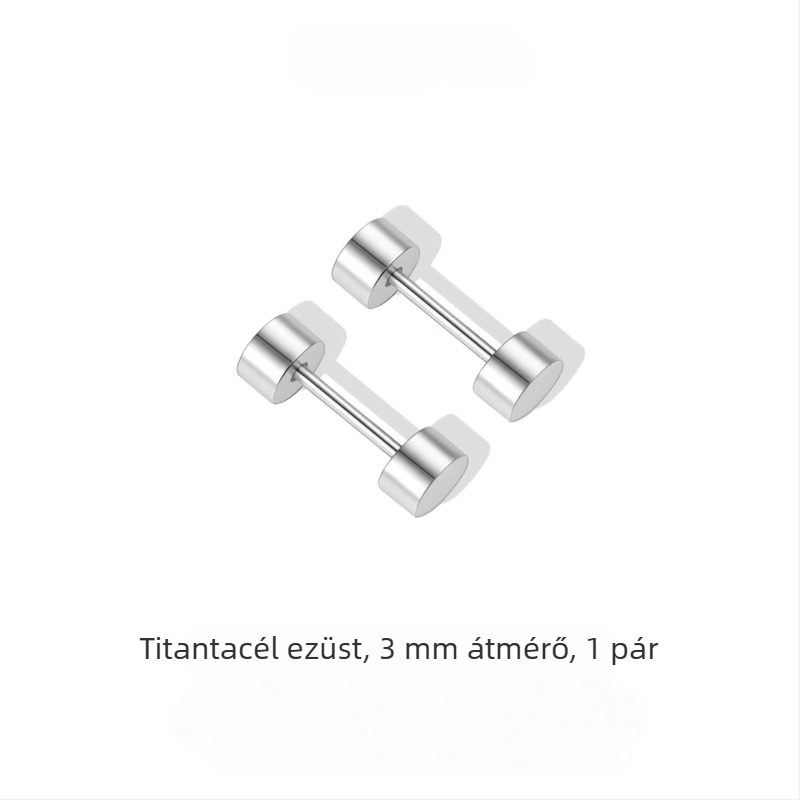 Titánacél bárbell fülbevaló fekete-fehér, csavaros rögzítés, uniszex modern stílus