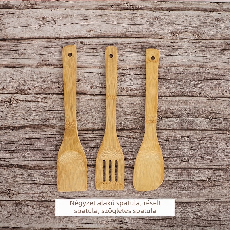 Bambusz spatula tapadásmentes serpenyőkhez, bambuszfa kanál, sushi rizs kanál, négyzet alakú konyhai spatula