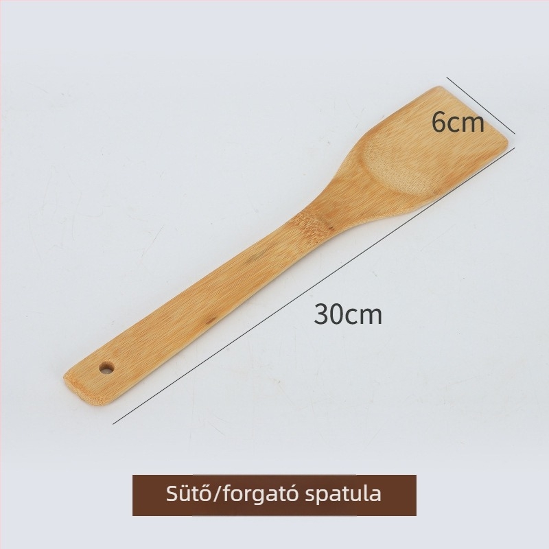 Bambusz spatula tapadásmentes serpenyőkhez, bambuszfa kanál, sushi rizs kanál, négyzet alakú konyhai spatula