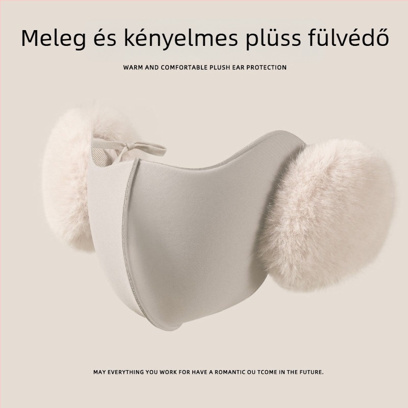 Meleg arcmaszk beépített fülvédőkkel – téli kerékpározáshoz, szélvédő, fleece bélés, két az egyben: arcmaszk és fülvédő