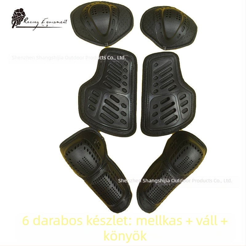 7 részes motorkerékpár-versenyvédő készlet beépített hátsóvédővel, térdvédővel, mellvédővel, könyökvédővel és vállvédővel
