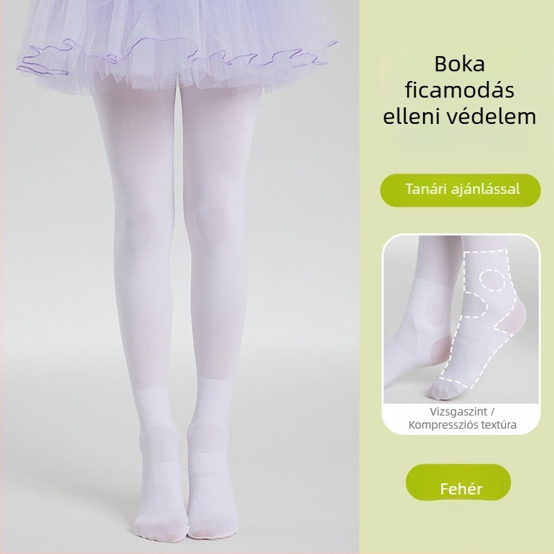 Gyermekeknek táncos zokni, bokasérülés elleni védelem, fehér vékony nyári harisnyanadrág