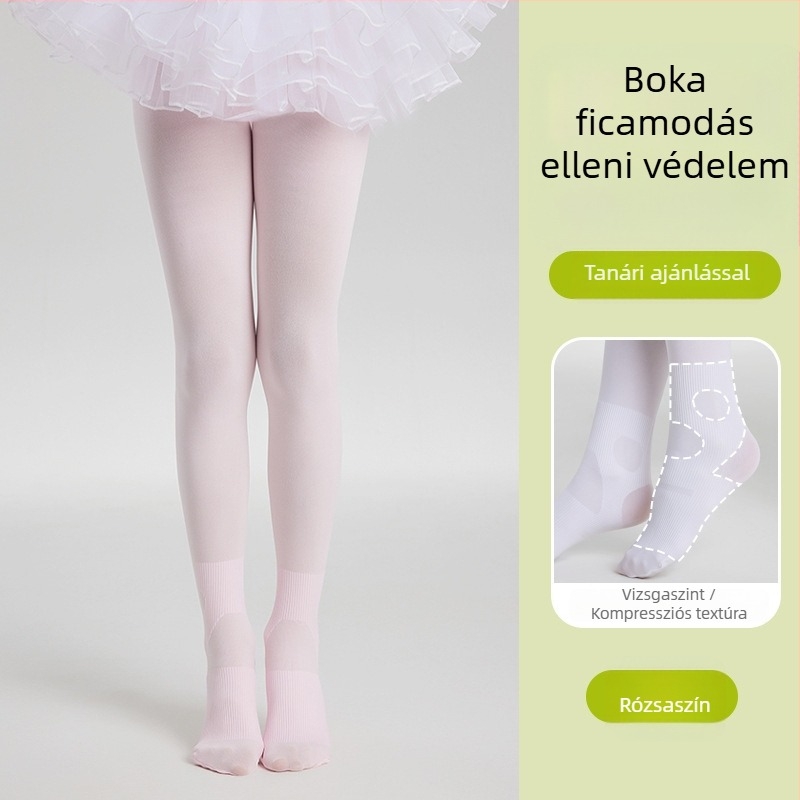 Gyermekeknek táncos zokni, bokasérülés elleni védelem, fehér vékony nyári harisnyanadrág