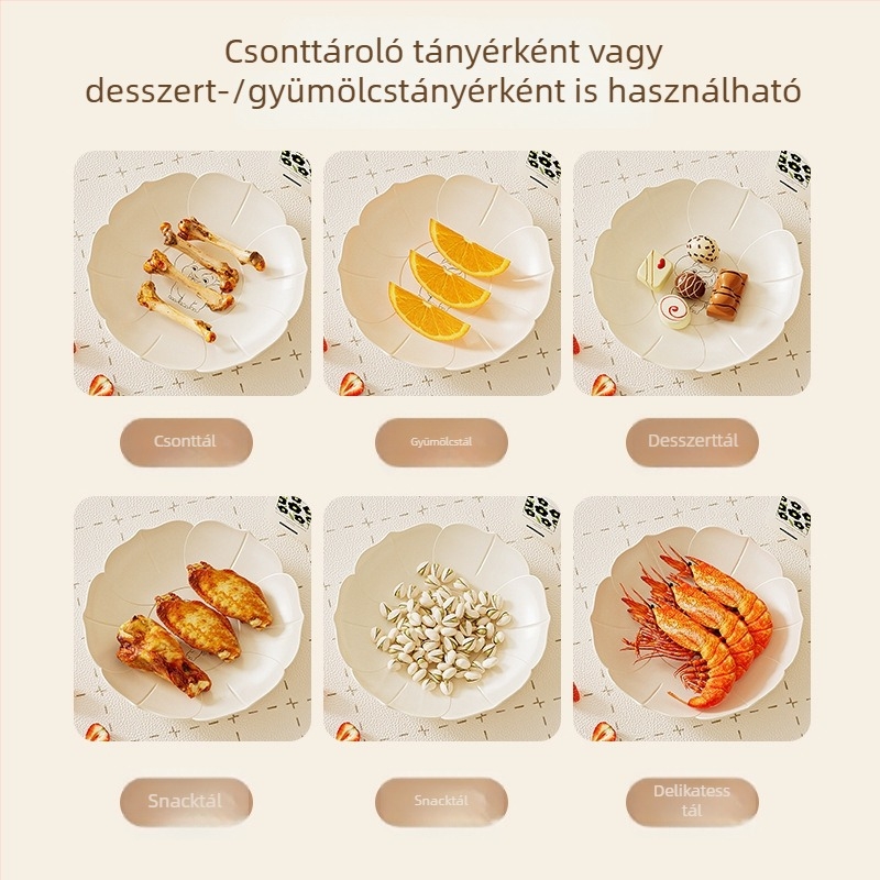 Műanyag kör alakú tál rajzfilmszerű mintával, harapnivalókhoz, gyümölcsökhöz és desszertekhez