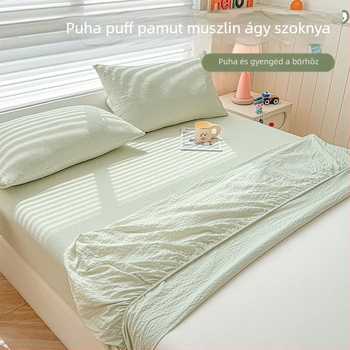 Kétrétegű géz gumis lepedő, egy darab, porvédő matracvédő, otthoni használatra, alkalmas 2,0 m matracméretű ágyhoz