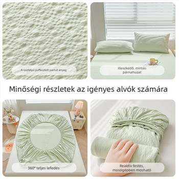 Kétrétegű géz gumis lepedő, egy darab, porvédő matracvédő, otthoni használatra, alkalmas 2,0 m matracméretű ágyhoz
