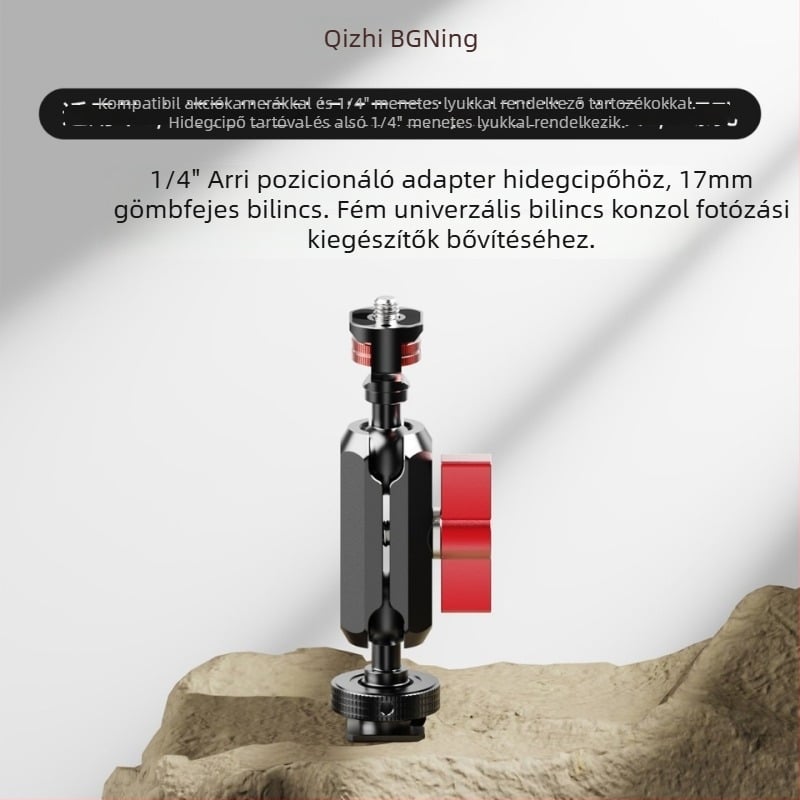 ZS54560-E91/4 ARRI pozicionáló hideg cipő, 17 mm univerzális gömbfej GoPro-kamerákhoz