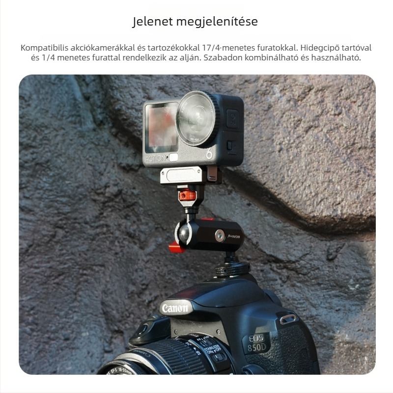 ZS54560-E91/4 ARRI pozicionáló hideg cipő, 17 mm univerzális gömbfej GoPro-kamerákhoz