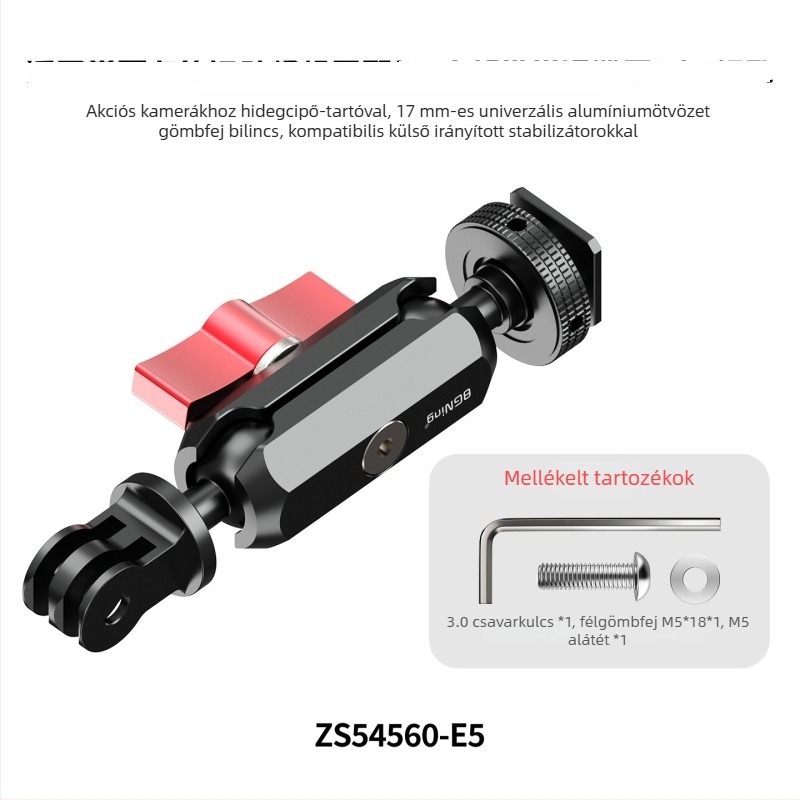 ZS54560-E91/4 ARRI pozicionáló hideg cipő, 17 mm univerzális gömbfej GoPro-kamerákhoz