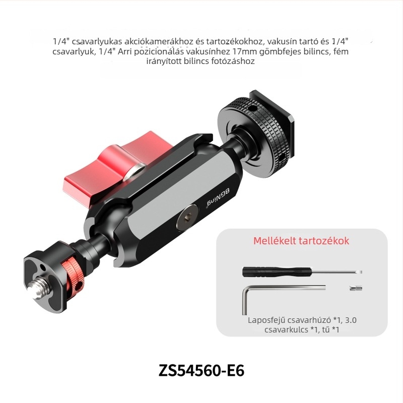 ZS54560-E91/4 ARRI pozicionáló hideg cipő, 17 mm univerzális gömbfej GoPro-kamerákhoz