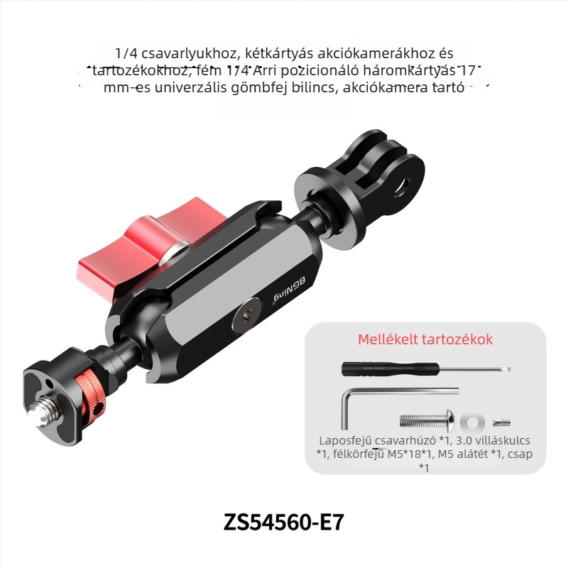 ZS54560-E91/4 ARRI pozicionáló hideg cipő, 17 mm univerzális gömbfej GoPro-kamerákhoz