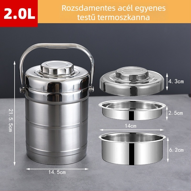 201 rozsdamentes acélból készült szigetelt ebédes doboz, nagy kapacitású, hordozható irodai dolgozók, diákok és otthoni használatra.