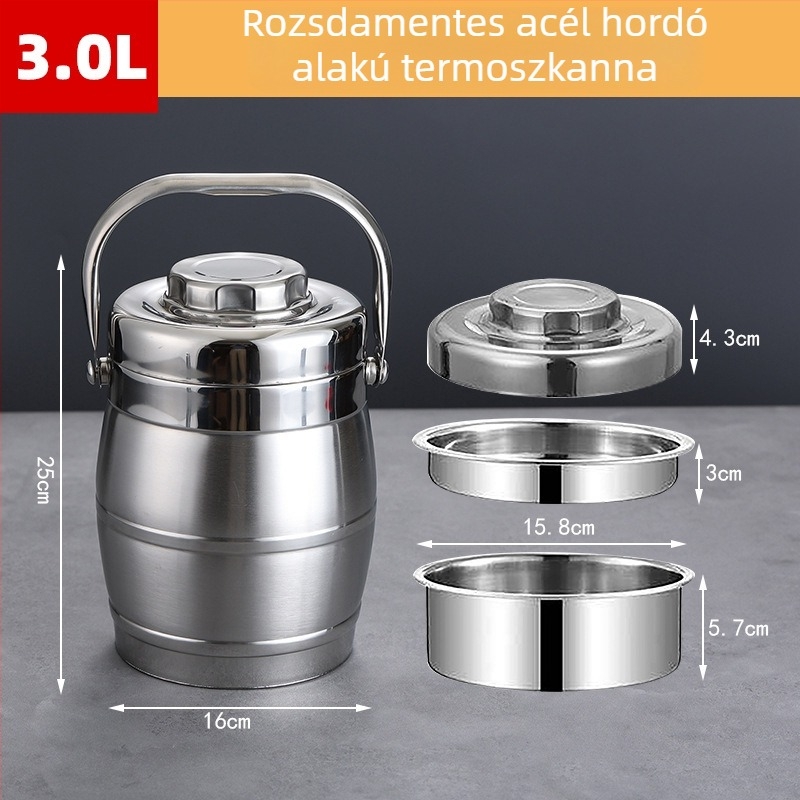 201 rozsdamentes acélból készült szigetelt ebédes doboz, nagy kapacitású, hordozható irodai dolgozók, diákok és otthoni használatra.
