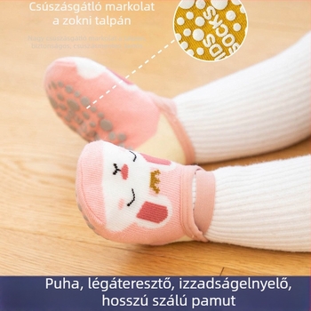 Baba rövid zoknik animációs mintával fiúk és lányok részére, nedvszívó, légáteresztő, csúszásmentes, strapabíró zoknik a járás tanulásához.