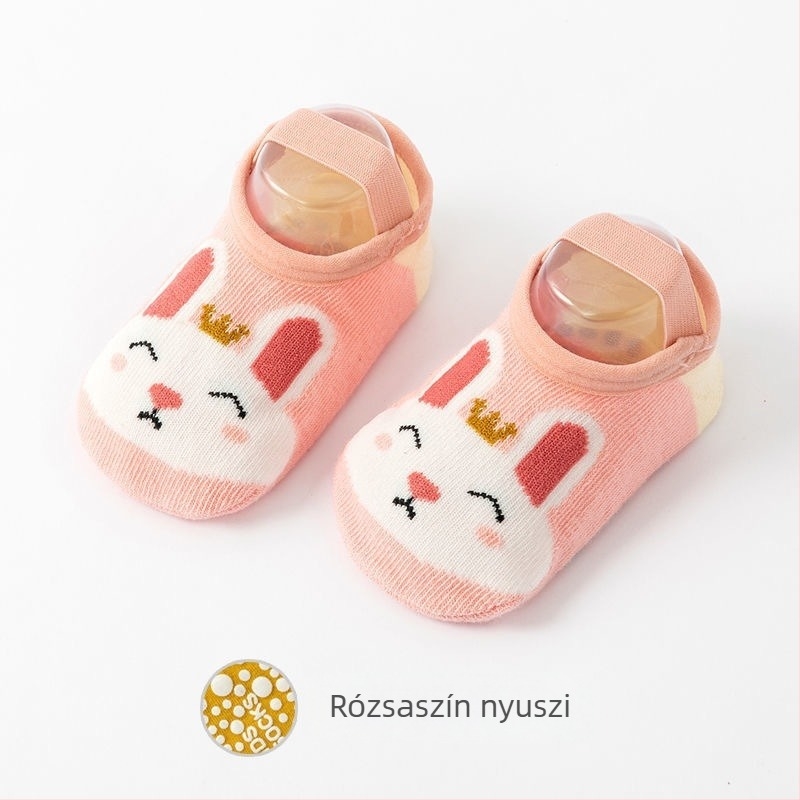 Baba rövid zoknik animációs mintával fiúk és lányok részére, nedvszívó, légáteresztő, csúszásmentes, strapabíró zoknik a járás tanulásához.