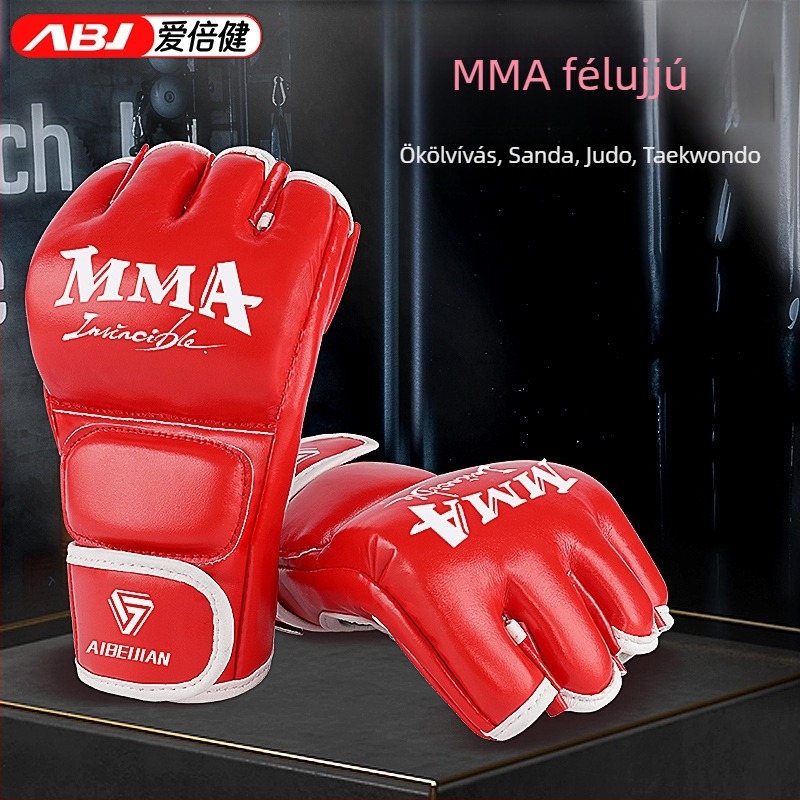 MMA bokszkesztyű PU anyagból, félujjas kialakítással