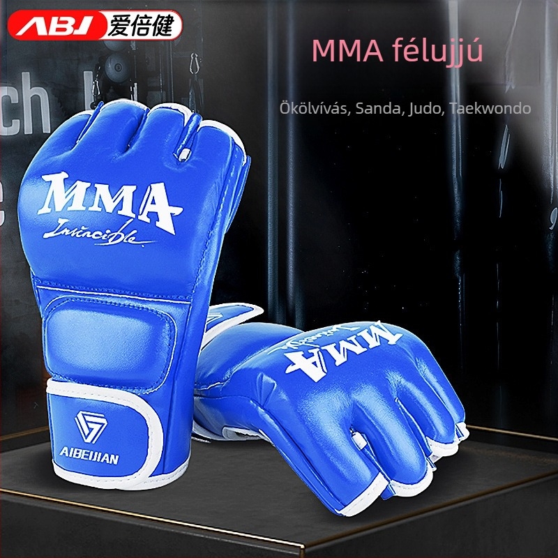 MMA bokszkesztyű PU anyagból, félujjas kialakítással