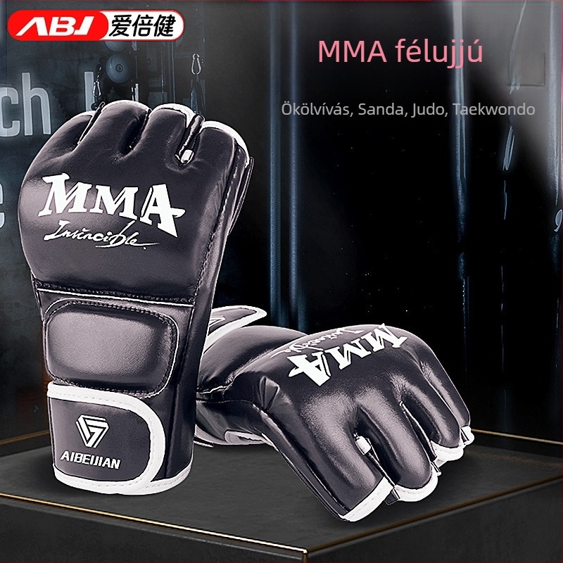MMA bokszkesztyű PU anyagból, félujjas kialakítással