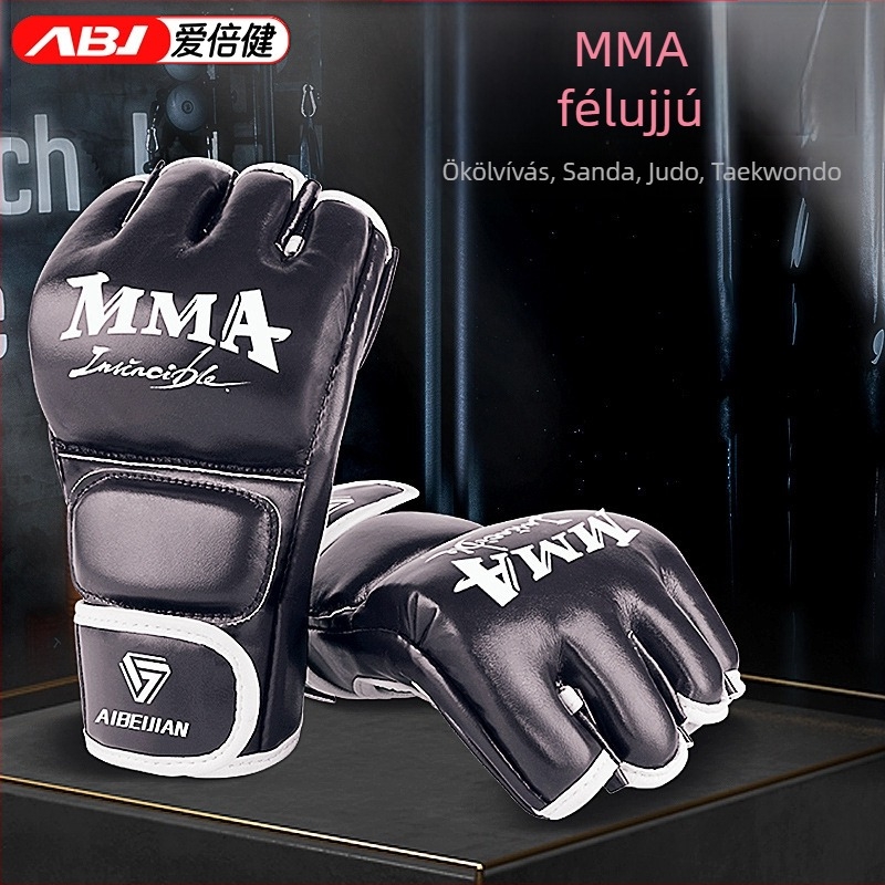 MMA bokszkesztyű PU anyagból, félujjas kialakítással