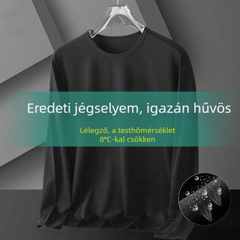 Férfi vékony Ice Silk hálós hosszú ujjú felső, lazán szabott, lélegző, gyorsan száradó, kültéri napvédelemhez