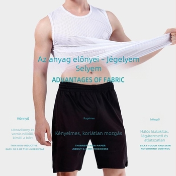 Férfi jégselyem hálós ujjatlan mellény, széles vállú, nyári, gyorsan száradó sportos alapréteg futáshoz és kosárlabdához