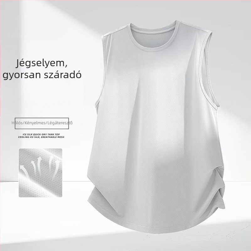Férfi ujjatlan felső Ice Silk anyagból, könnyű nyári sportos, gyorsan száradó