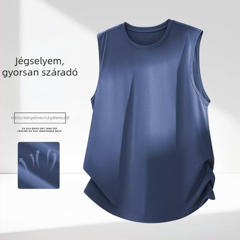 Férfi ujjatlan felső Ice Silk anyagból, könnyű nyári sportos, gyorsan száradó