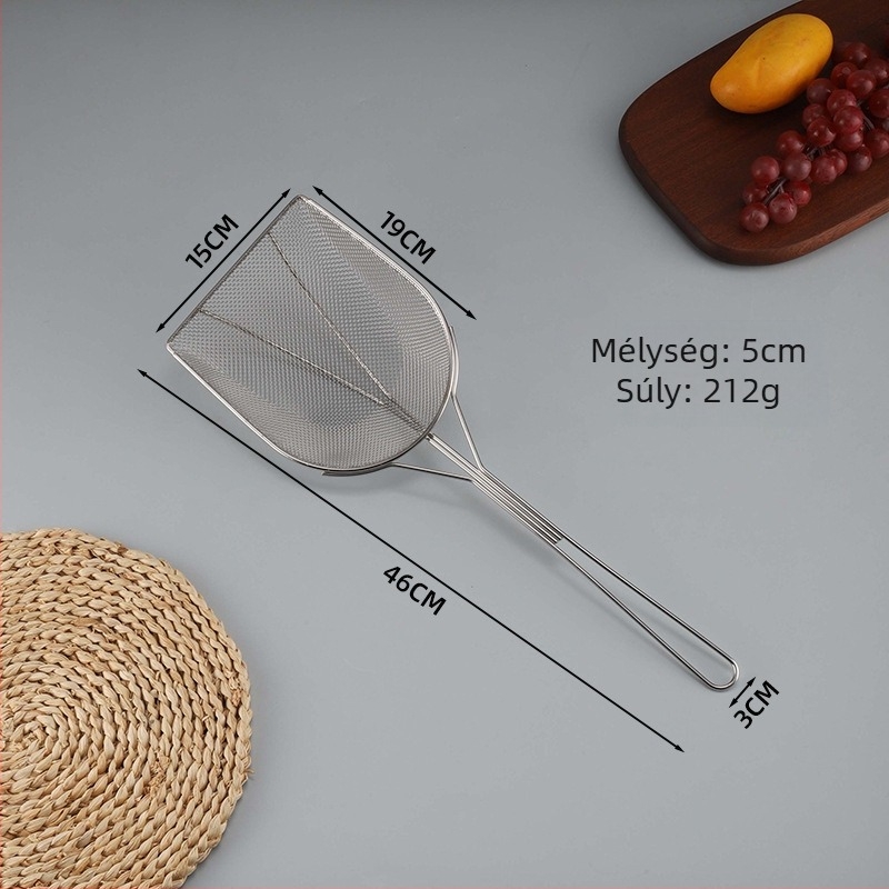 304 rozsdamentes acélból készült négyszögletes fritőz spatula olajszűrővel, maradékmerítővel és szitával sült csirke és hasábokhoz