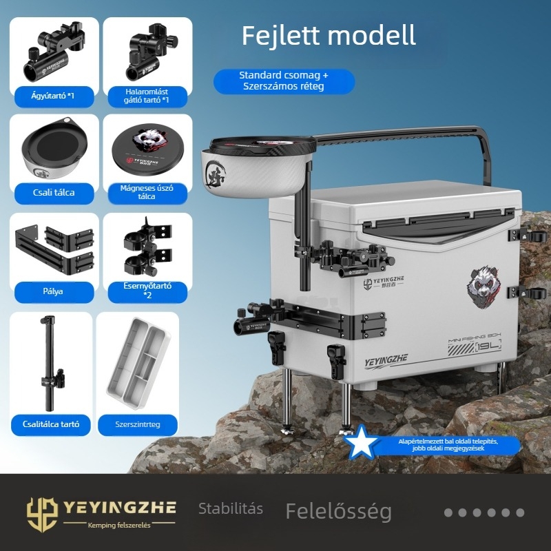 Camper 1900A ultrakönnyű hordozható mini horgászdoboz halas vödörrel — teljes készlet, új modell, magas ülőpozíció