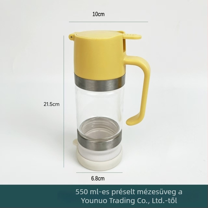 300 ml boroszilikát üveg mézesüveg préselt adagolóval, zárt tároló mézhez, szirupokhoz, mártásokhoz és lekvárhoz