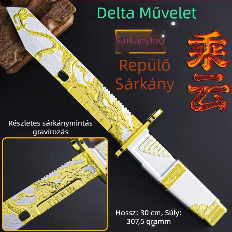 Delta Force Sárkányfog modell, repülő sárkány felhőkkel, fém dísztárgy, 22 cm vagy 30 cm