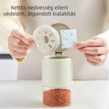 Légmentesen záródó üveges fűszertartó, nagy kapacitású sótartó a konyhába, MSG tároló