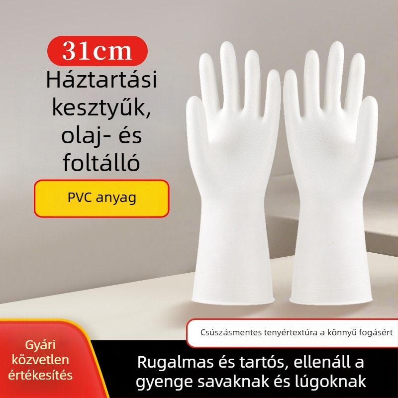 Vastag PVC konyhai és éttermi kesztyűk, csúszásmentes, vízálló, mosogatásra és tisztításra.