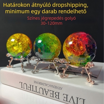 Fehér kristálygömb jégrepedéses hatással, akvárium dekoráció, szökőkút és bonsai dísz