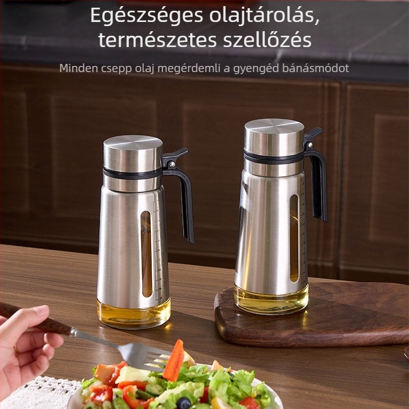 Konyhai olajtartó és fűszeres üveg készlet: olajtartó, szójaszósz üveg, nagy üveg ecet és fűszertároló