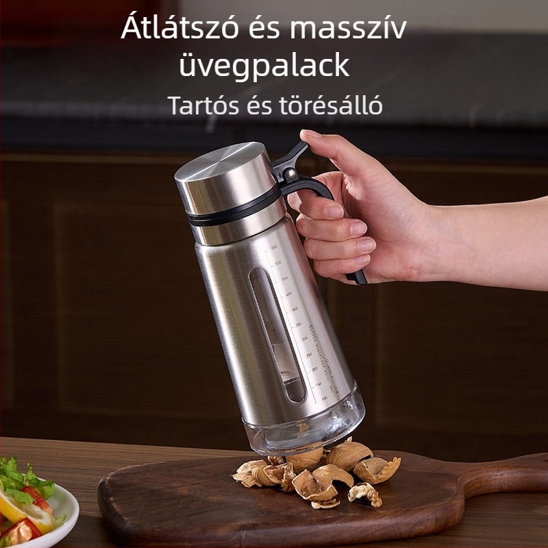 Konyhai olajtartó és fűszeres üveg készlet: olajtartó, szójaszósz üveg, nagy üveg ecet és fűszertároló